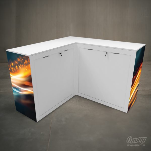 Large L-Shaped Illuminated Modular Reception Cabinet