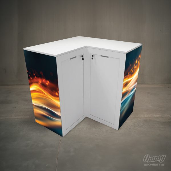 Small L-Shaped Illuminated Modular Reception Cabinet