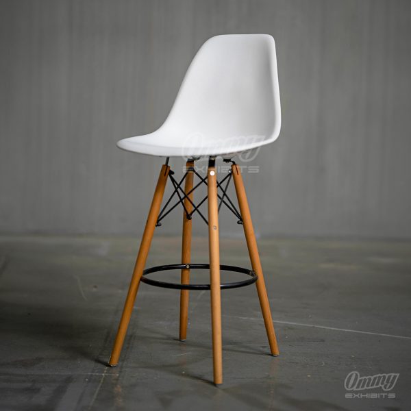 Mid Century Modern Eiffel Bar Stool - ABS, metal, and wood