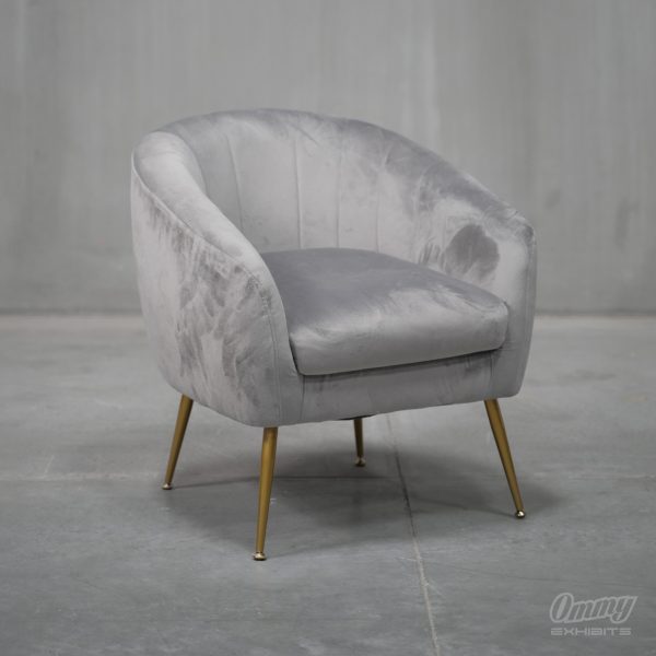 Alden Style Grey Barrel Accent Chair with Gold legs