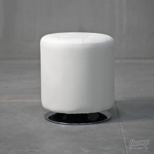 Bowman Round White Upholstered Ottoman