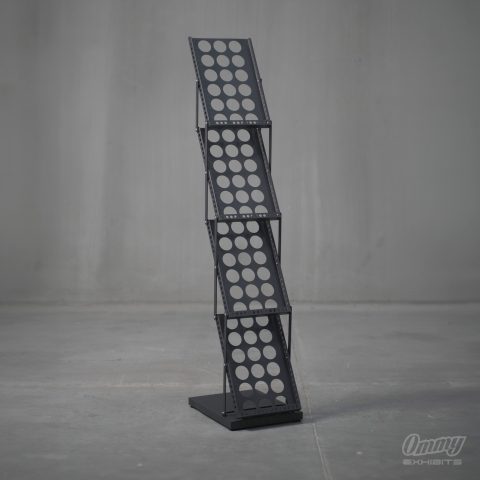 Display Stand Rental Foldable Black 4-pocket Brochure Display Stand Rental | Ommy Exhibits
