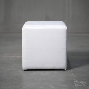 White Faux Leather Cube Ottoman Plain