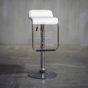 Faux leather and chrome lift barstool with footrest