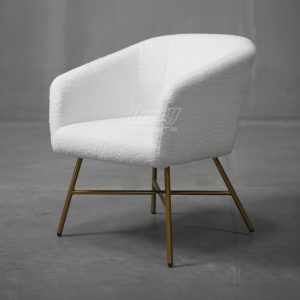 Modern Faux Sheep Wool Barrel Chair with gold legs