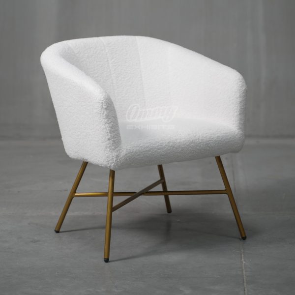 Modern Faux Sheep Wool Barrel Chair with gold legs