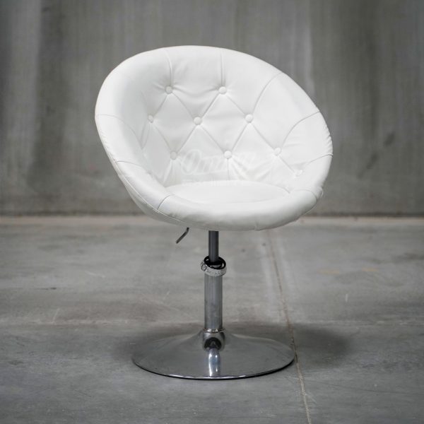 Rounded Swivel Tufted Vanity Faux Leather Chair