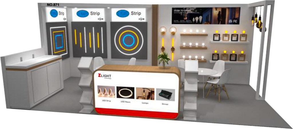 Zlight 10x20 LightFair booth 3D render
