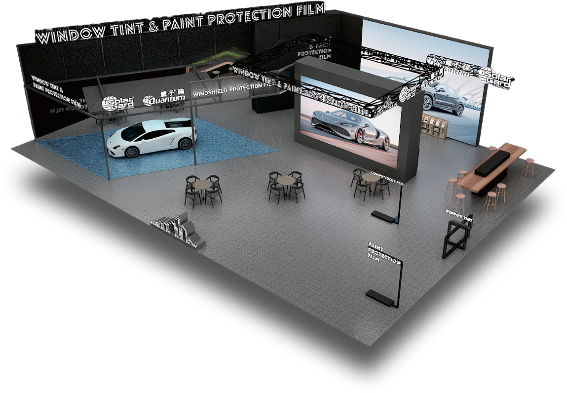 Solar Gard 50x70 SEMA 2025 booth design